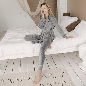 Pyjama Femme Velours Gris