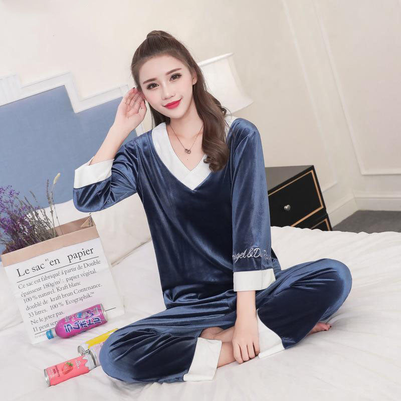 Pyjama Femme Velours Bleu